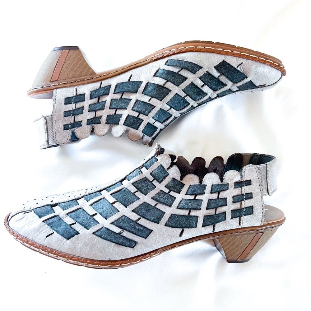 Rieker Sina 78 Woven Leather Closed Toed Slingback Pump Size 41/10 - Picture 4 of 13